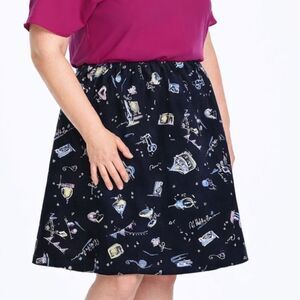 Rafaella Women’s A-Line Print Skirt Size 16W Black Cotton Stretch